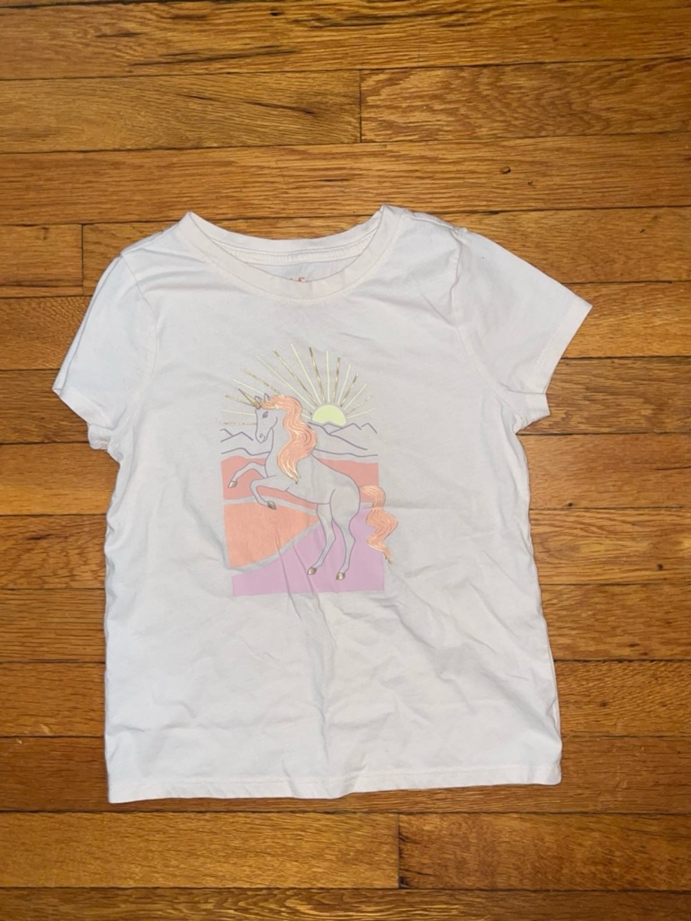 Cat & Jack White Tee with Pastel Unicorn Graphic